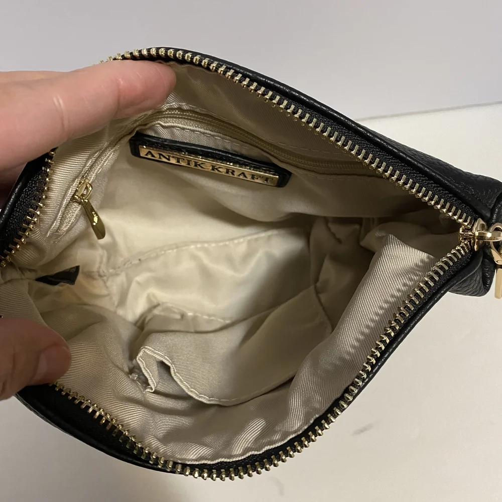 Antik Kraft Black Cosmetic Bag with Gold Zipper‎